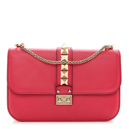Valentino Garavani Vitello Medium Glam Lock Rockstud Flap Deep Rose 1 of 10