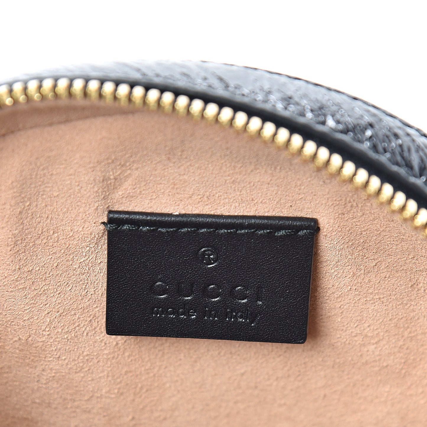 Suede Patent Web Mini Ophidia Round Shoulder Bag Nocciola Black