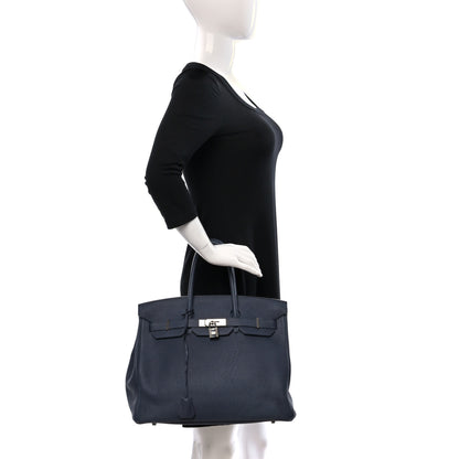Hermes Togo Birkin Verso 35 Bleu Nuit Orange Poppy 2 of 18