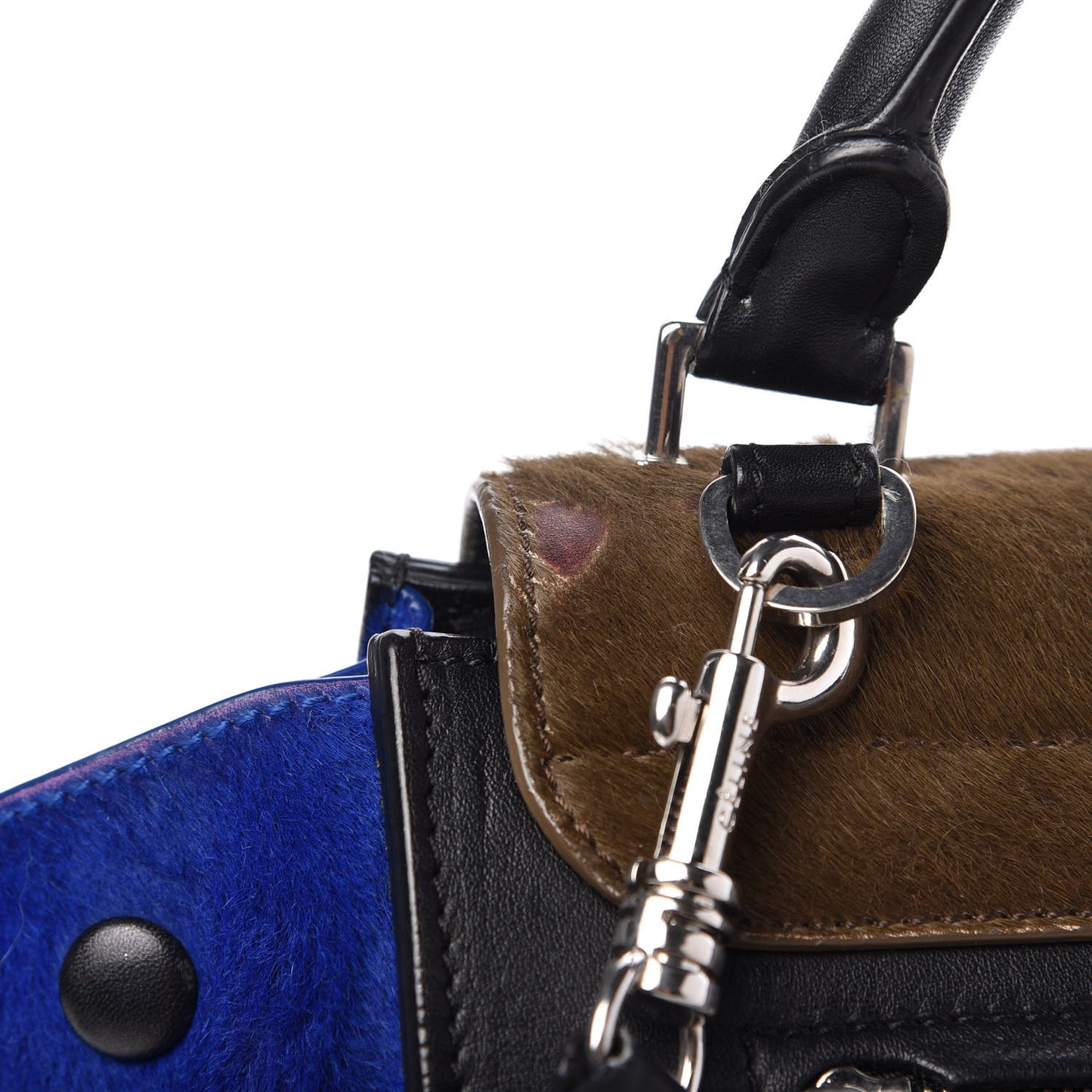 Pony Hair Smooth Calfskin Tri-Color Medium Trapeze Cobalt