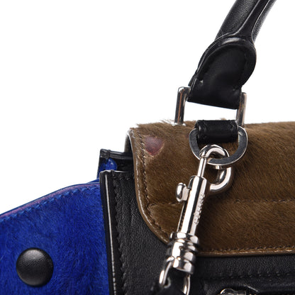 Celine Pony Hair Smooth Calfskin Tri-Color Medium Trapeze Cobalt 13 of 16