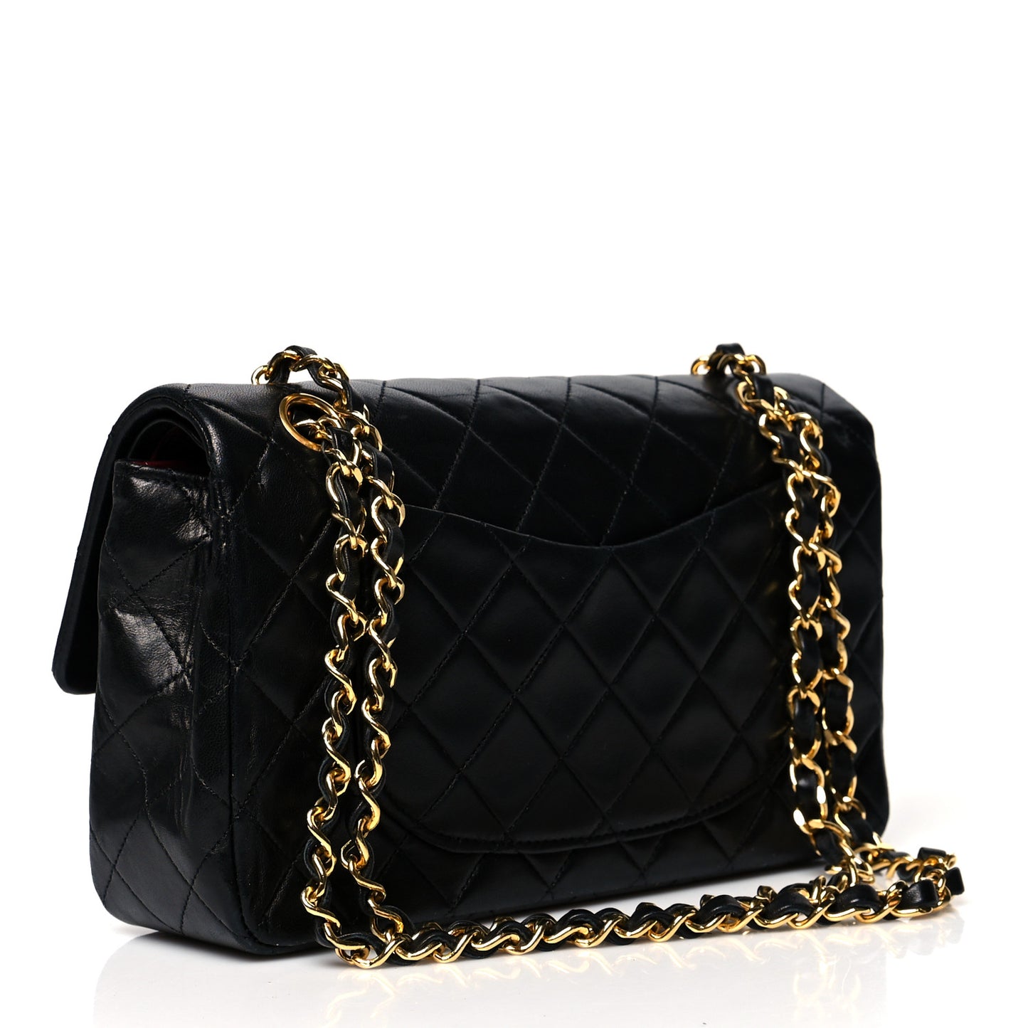 Lambskin Quilted Small Double Flap Black
