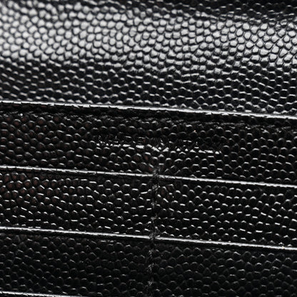 Saint Laurent Grain De Poudre Matelasse Chevron Monogram Flap Wallet Black 6 of 7