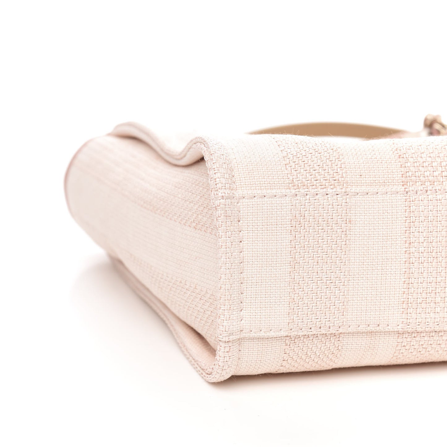 Mixed Fibers Calfskin Striped Mini Deauville Tote Pink