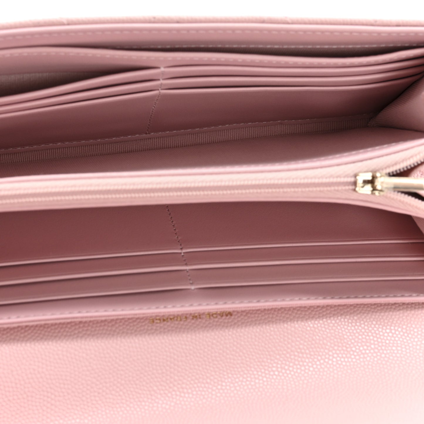 Caviar Quilted Large Gusset Flap Wallet Light Pink