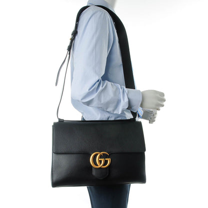 Gucci Calfskin GG Marmont Messenger Bag Black 2 of 7