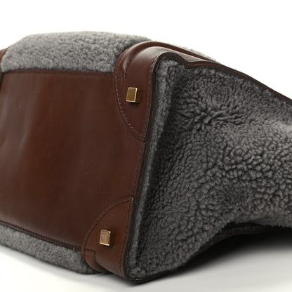 Celine Smooth Calfskin Shearling Mini Luggage Grey 7 of 9