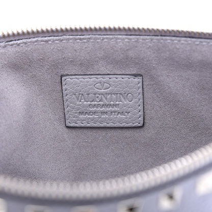 Valentino Garavani Pebbled Calfskin Large Rockstud Zip Pouch Pastel Grey 6 of 6