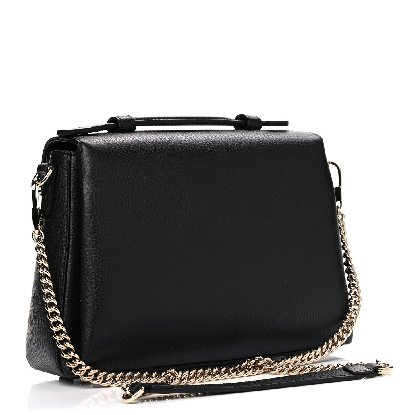 Dollar Calfskin Interlocking G Top Handle Shoulder Bag Black