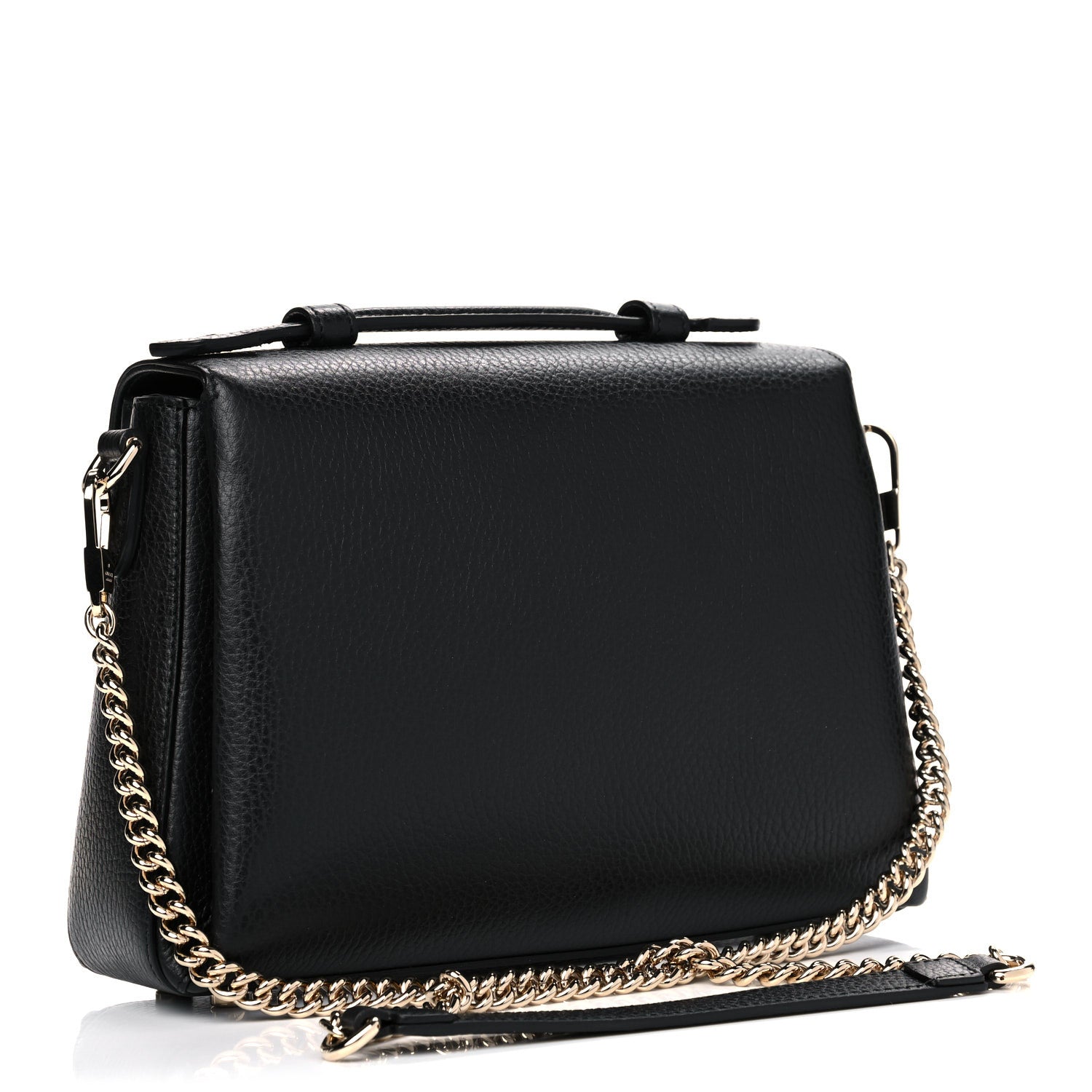 Gucci Dollar Calfskin Interlocking G Top Handle Shoulder Bag Black 3 of 13