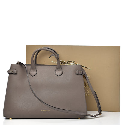 Burberry Grainy Calfskin House Check Large Banner Tote Thistle Grey 16 of 16