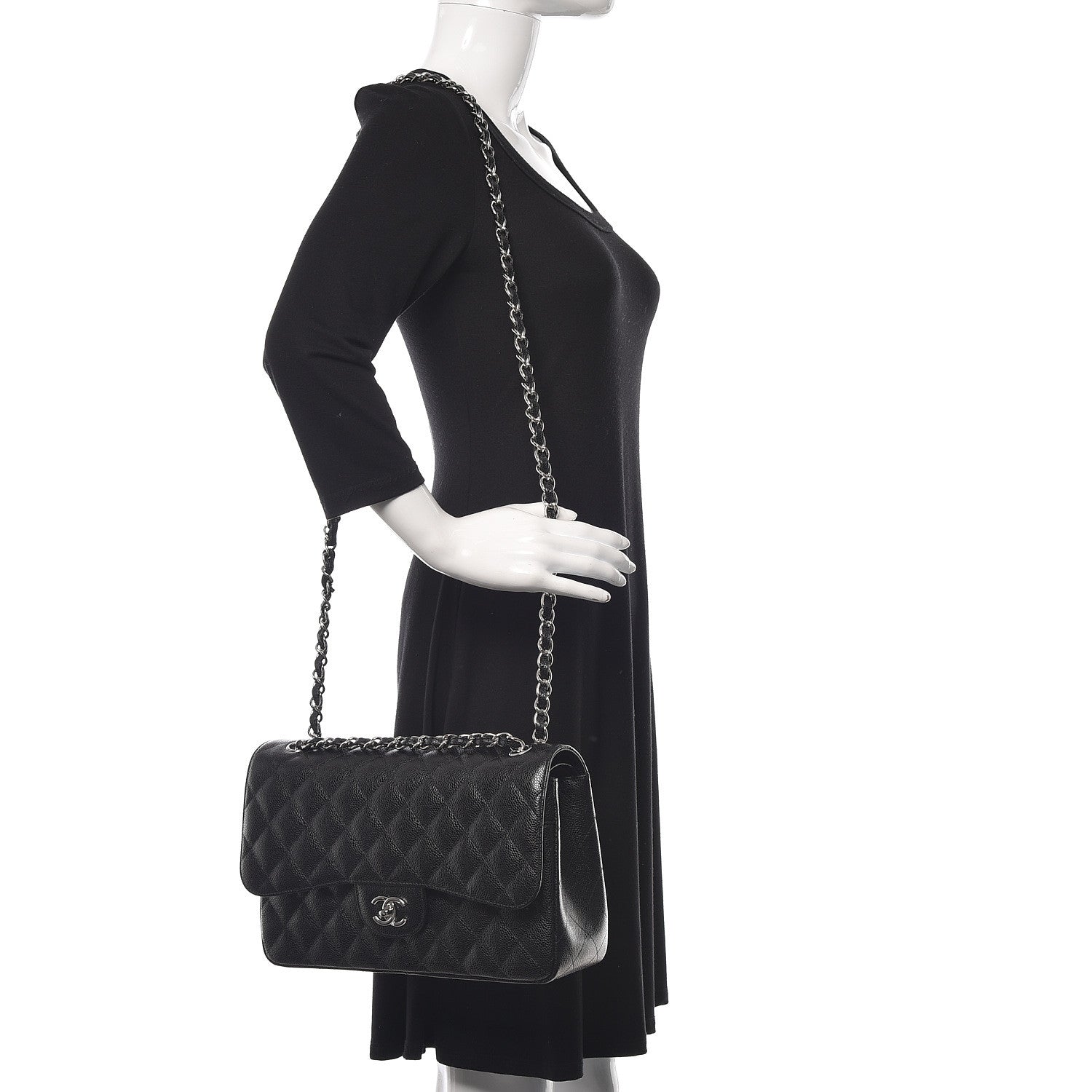 Chanel Caviar Quilted Jumbo Double Flap Black 2 of 11