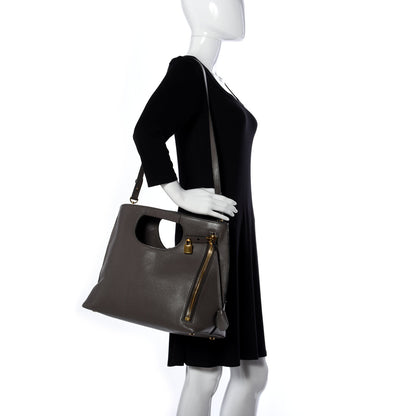 Tom Ford Grained Calfskin Alix Padlock Zip Tote Graphite 2 of 8