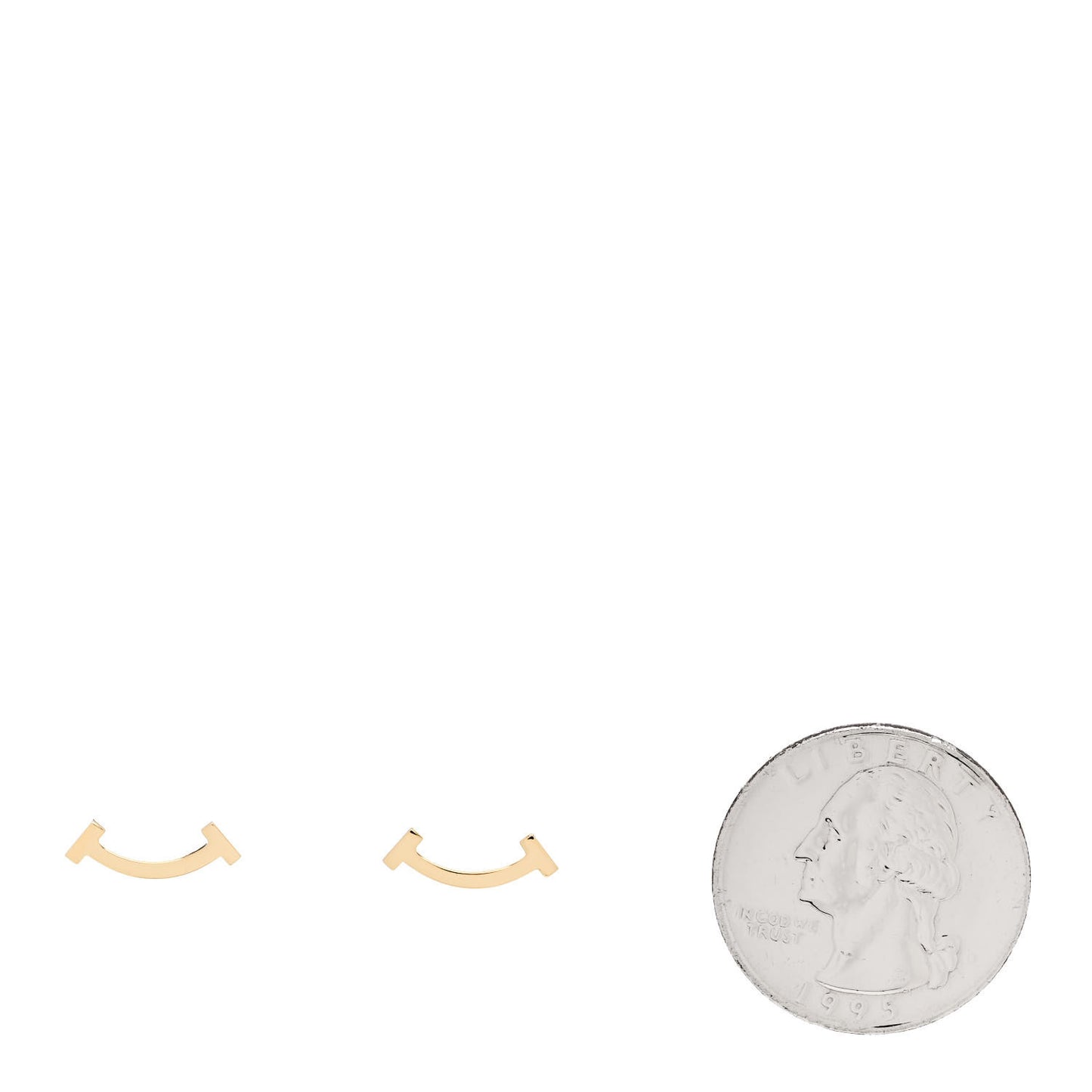 18K Yellow Gold T Smile Stud Earrings