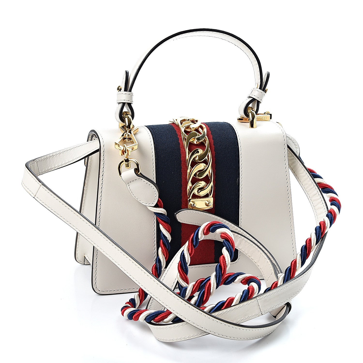 Gucci Calfskin Mini Sylvie Top Handle Bag White 2 of 12