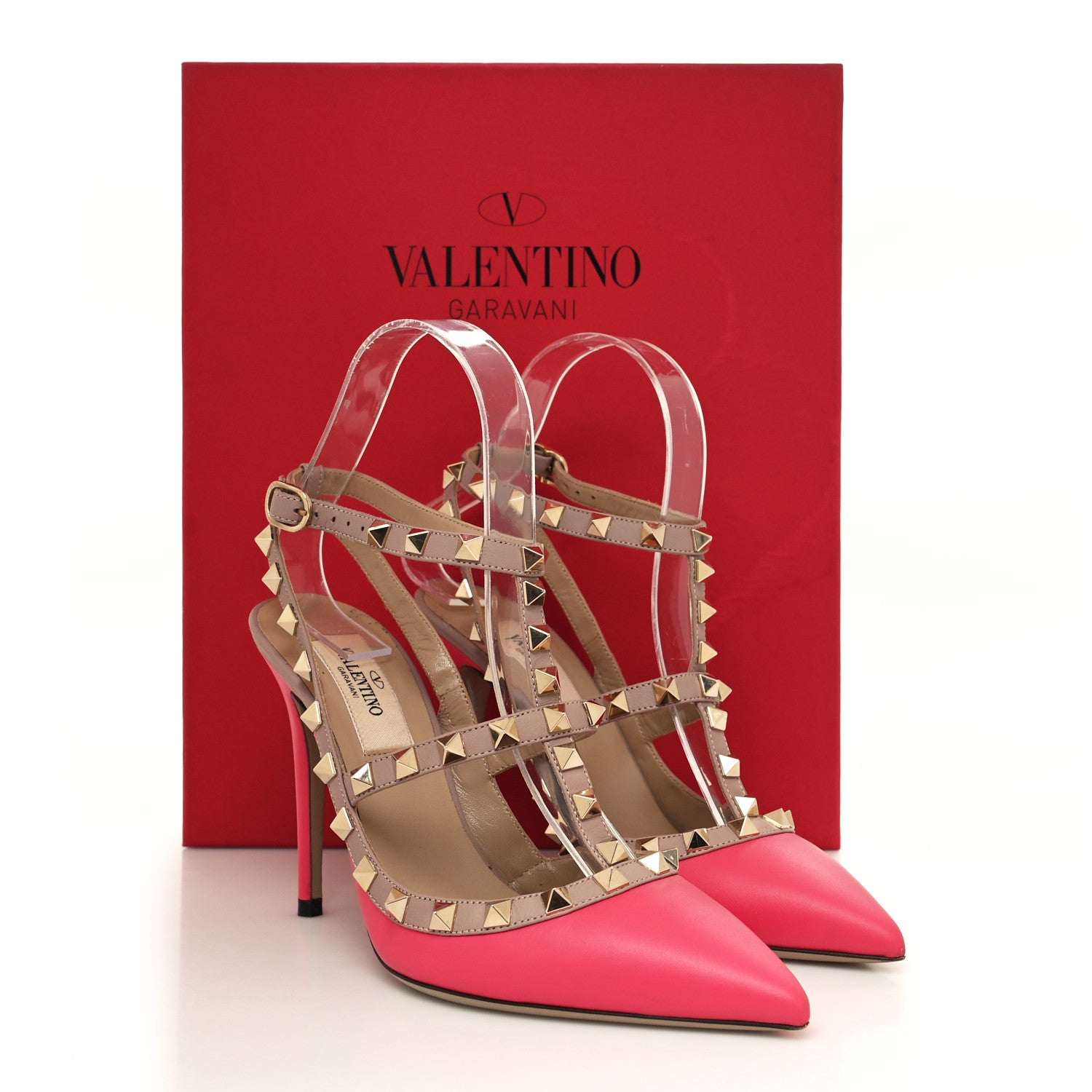 Valentino Garavani Calfskin Nappa Rockstud Ankle Strap 100mm Pumps 36 Deep Fuxia Poudre 10 of 10