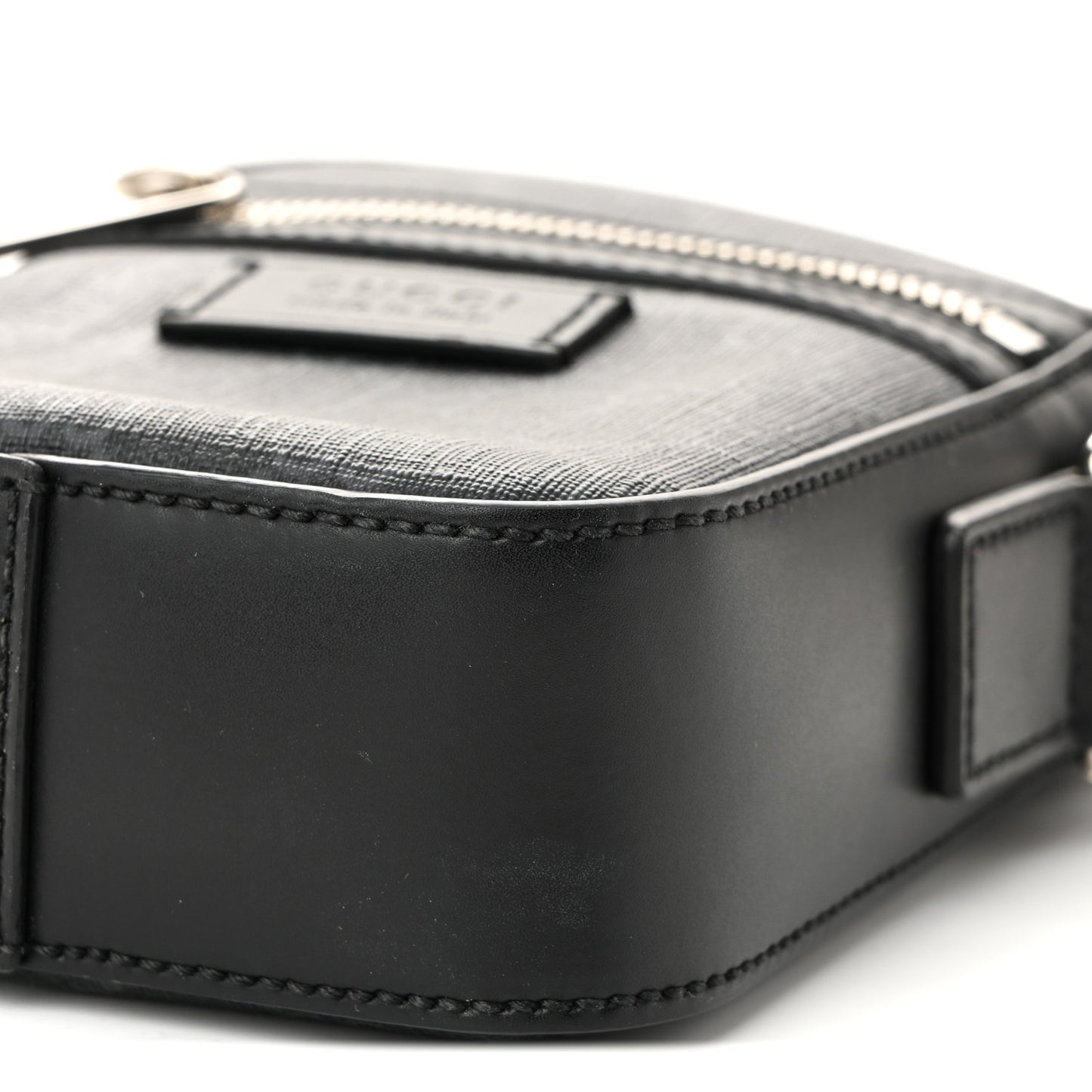 GG Supreme Monogram Appia Calfskin Web Small Camera Messenger Bag Black Grey
