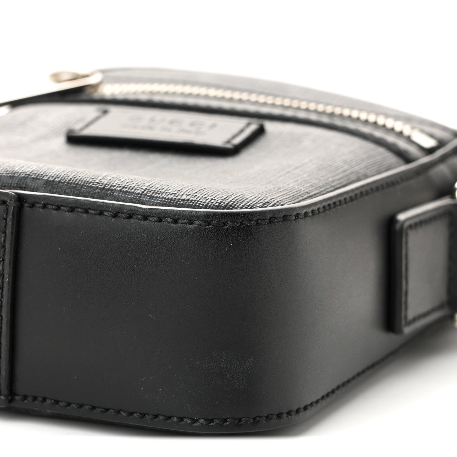Gucci GG Supreme Monogram Appia Calfskin Web Small Camera Messenger Bag Black Grey 10 of 10