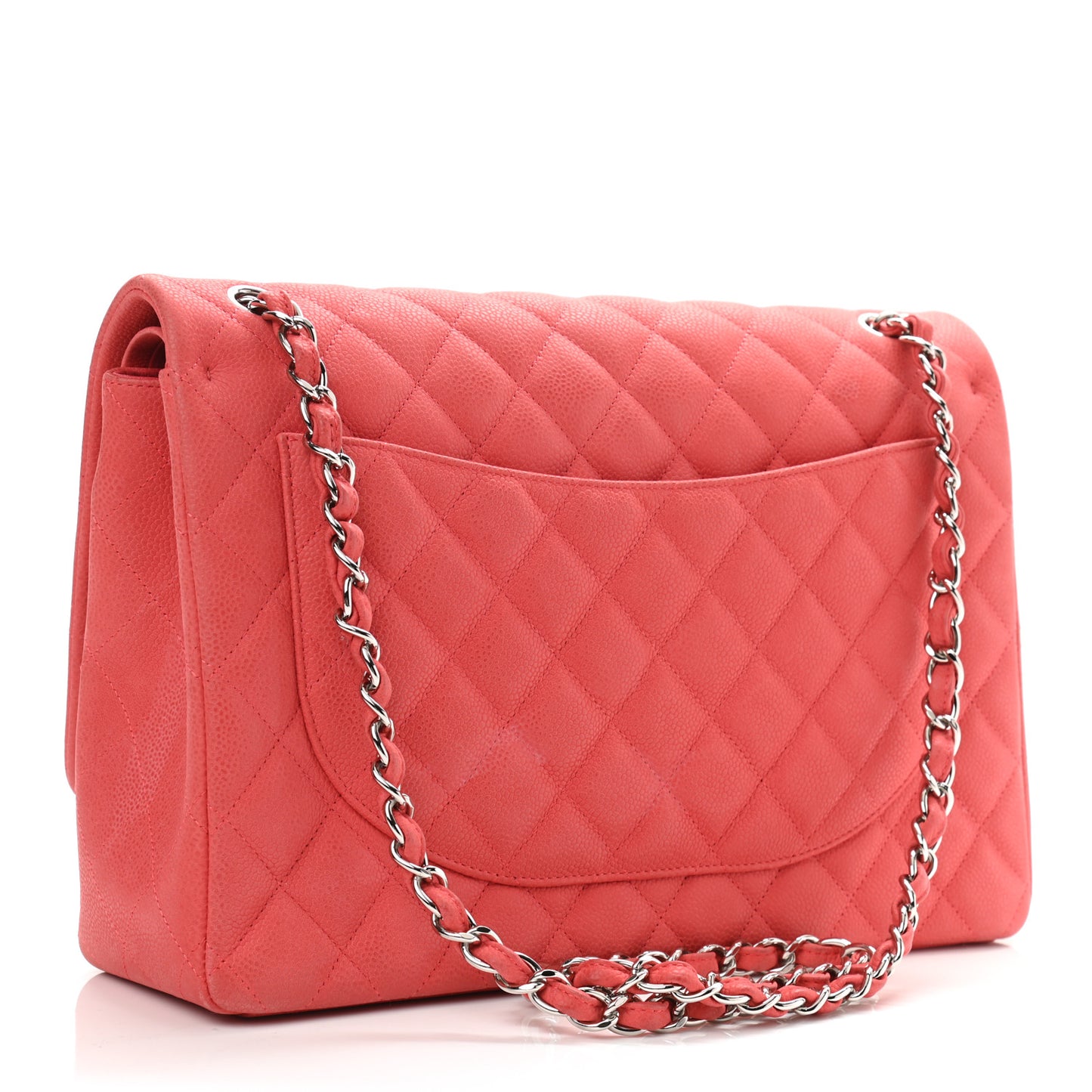 Iridescent Caviar Quilted Maxi Double Flap Dark Pink