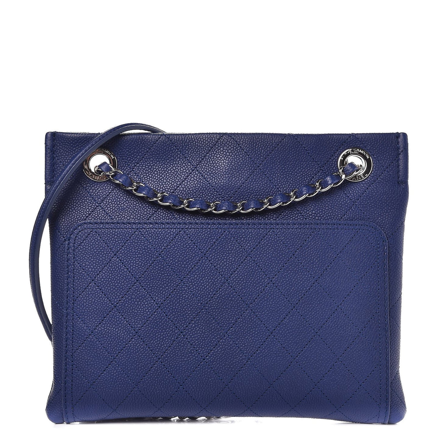 Caviar Stitched Small CC Pocket Shoulder Dark Blue