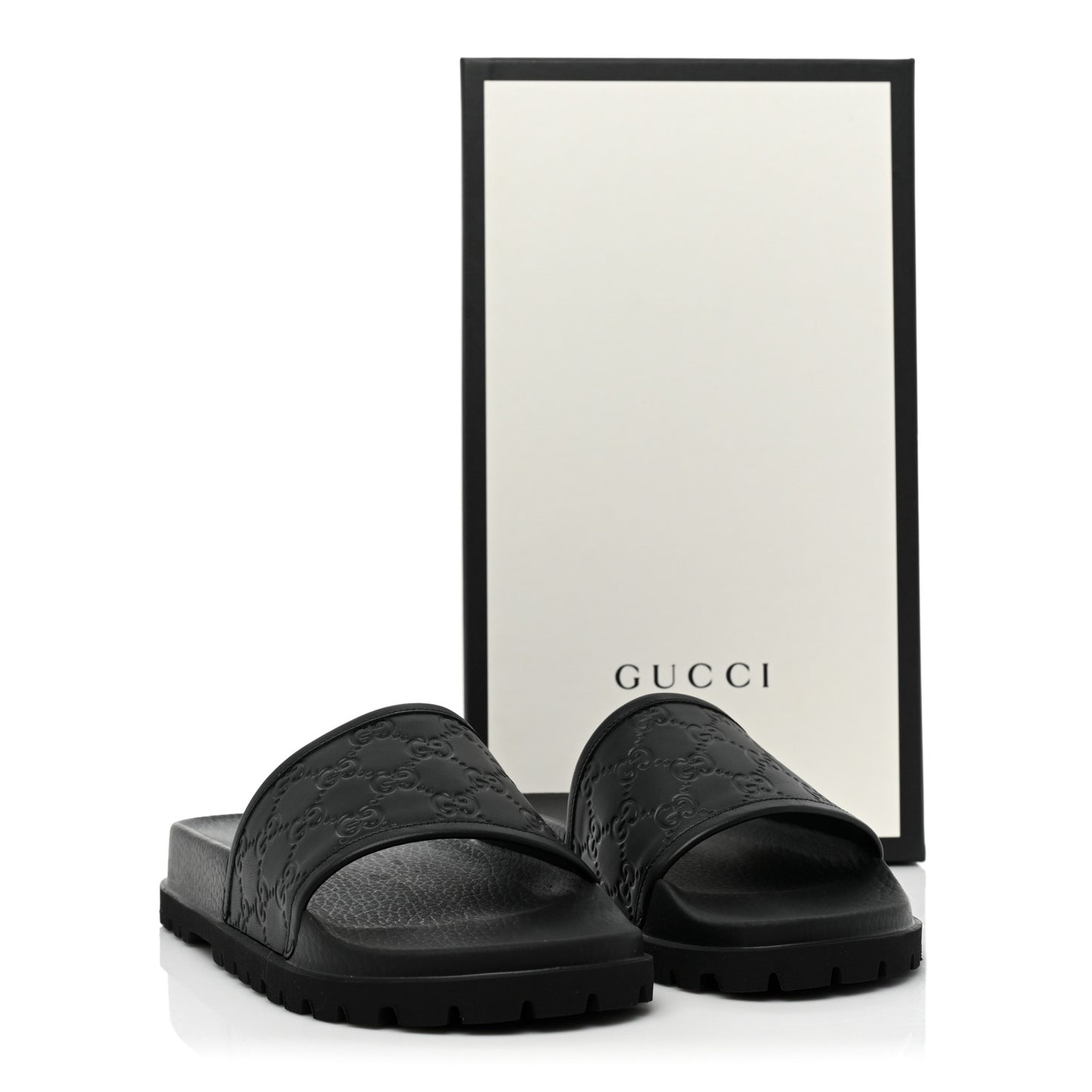 Guccissima Mens Lug Sole Slide Sandals 8 Black