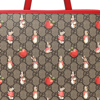 Gucci X Peter Rabbit GG Supreme Monogram Rabbit Apple Childrens Tote Beige Ebony Multicolor Bright Hibiscus 9 of 11