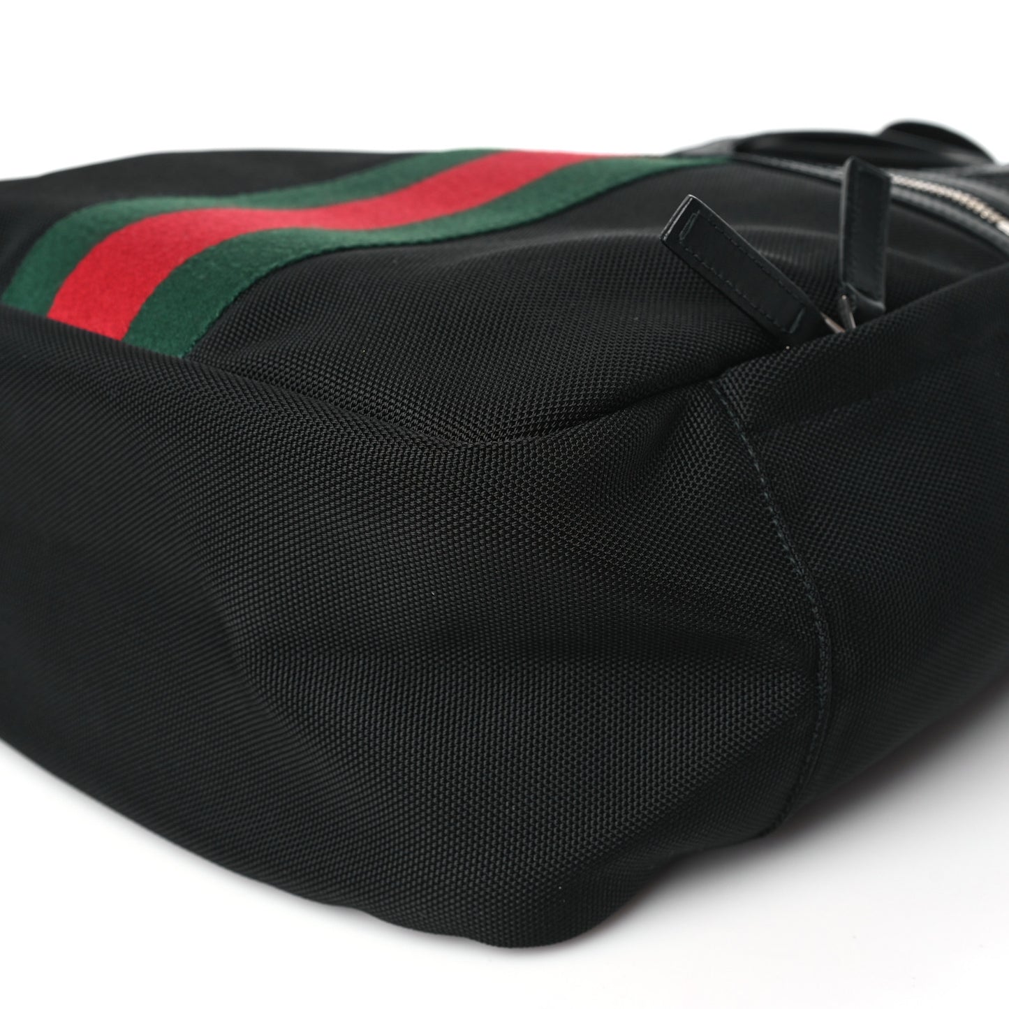 Techno Canvas Appia Calfskin Web Tote Backpack Black