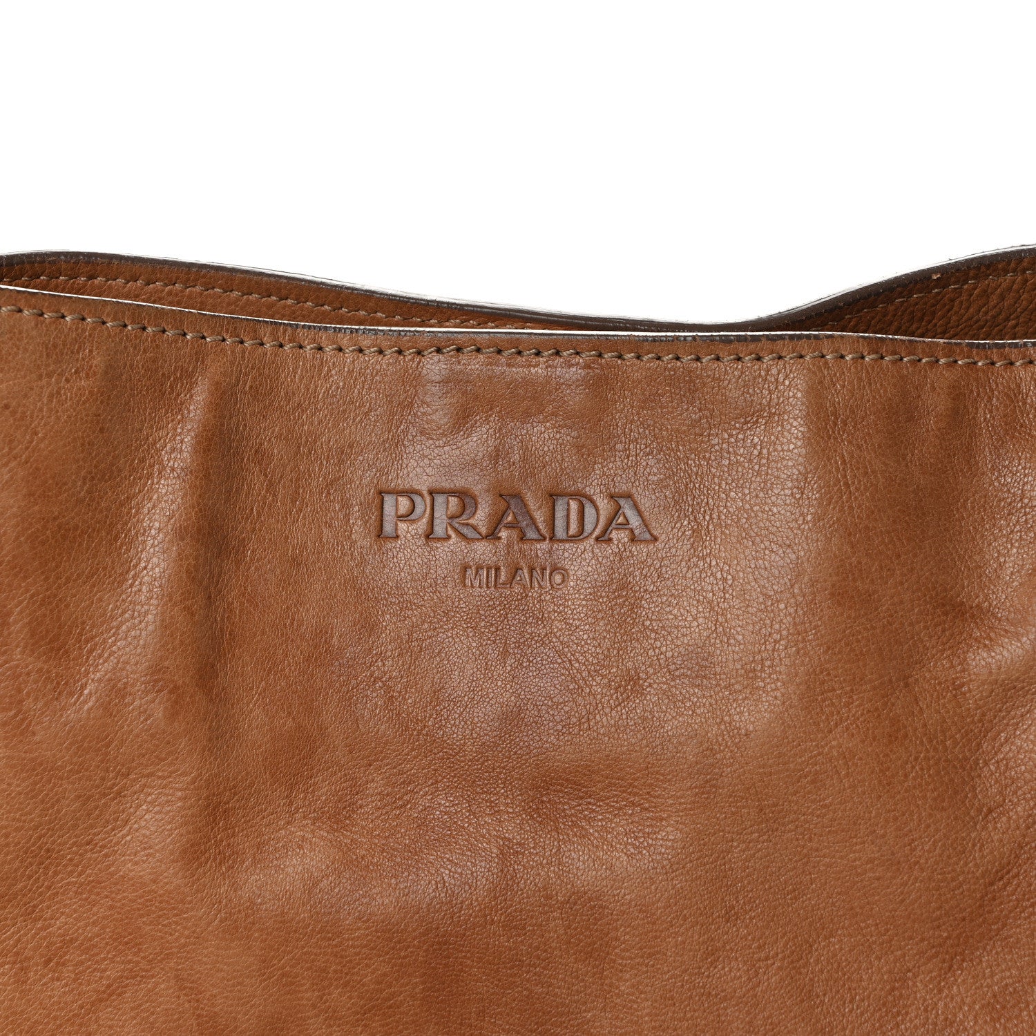 Prada Glace Calfskin Side Zip Hobo Cammeo 8 of 14