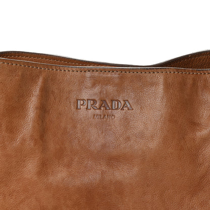 Prada Glace Calfskin Side Zip Hobo Cammeo 8 of 14