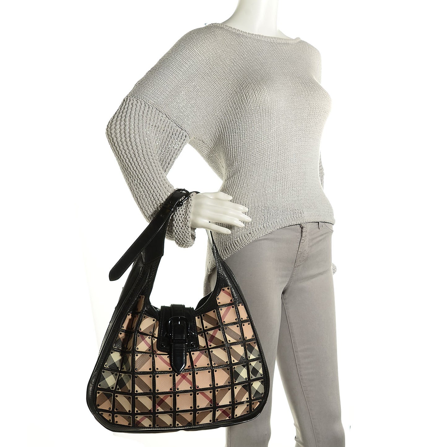 Prorsum Nova Check Warrior Studded Brooke Hobo Black