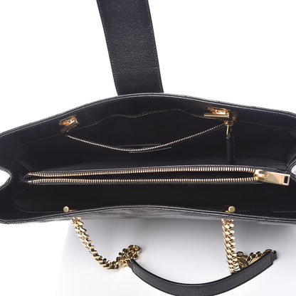 Saint Laurent Grain De Poudre Matelasse Chevron Monogram Shopping Bag Black 7 of 11
