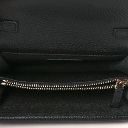Valentino Garavani Pebbled Calfskin Rockstud Wallet on Chain Black 7 of 8