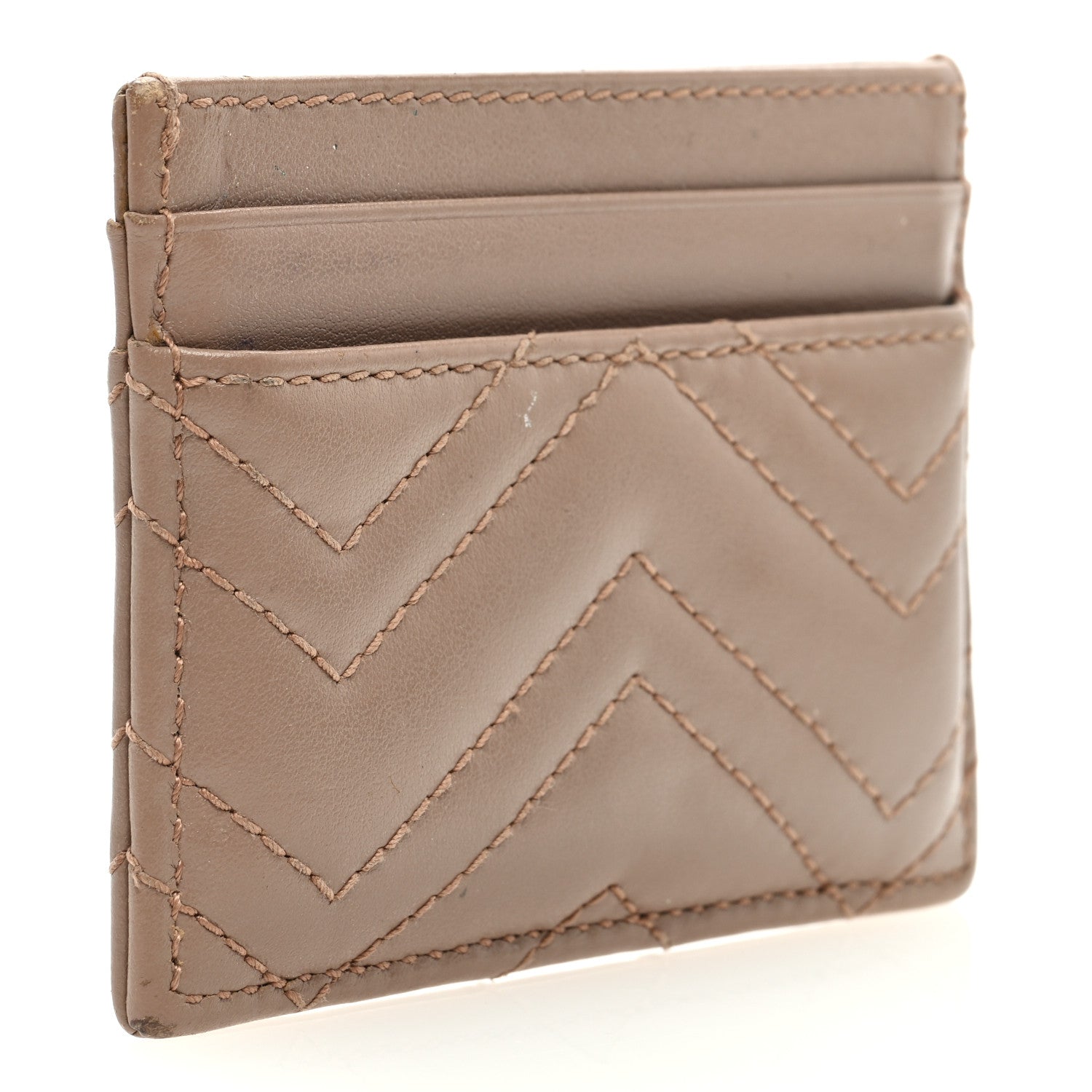Gucci Calfskin Matelasse GG Marmont Card Holder Porcelain Rose 3 of 6