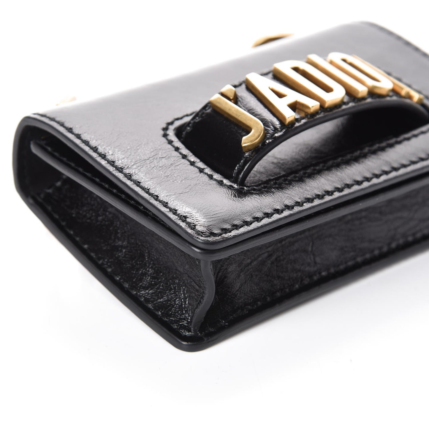 Crinkled Calfskin Mini J'Adior Chain Flap Bag Black