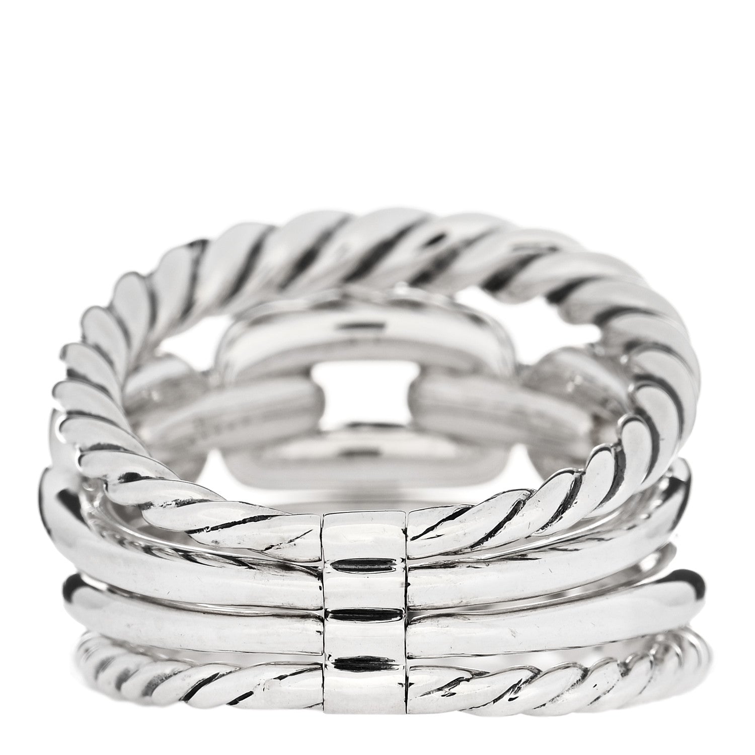 David Yurman Sterling Silver Diamond Wellesley Four-Row Ring 57 8 3 of 4