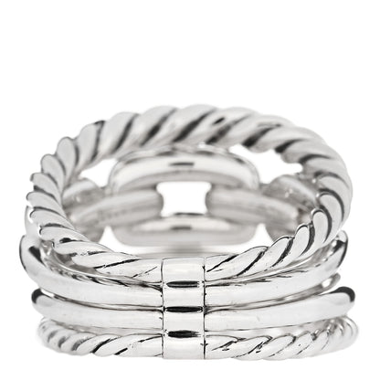 David Yurman Sterling Silver Diamond Wellesley Four-Row Ring 57 8 3 of 4