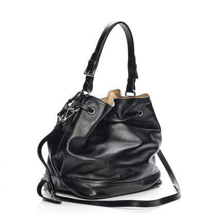 Prada Soft Calf Bucket Bag Black Cammello 3 of 6