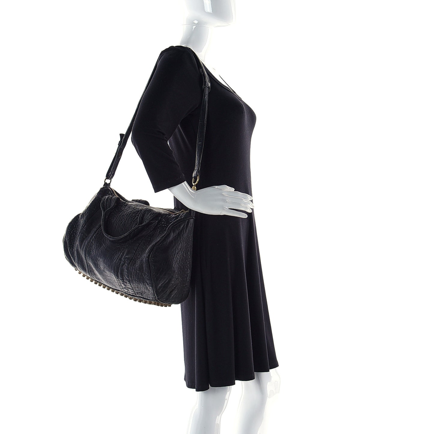 Pebbled Lambskin Rocco Black Antique Brass Hardware