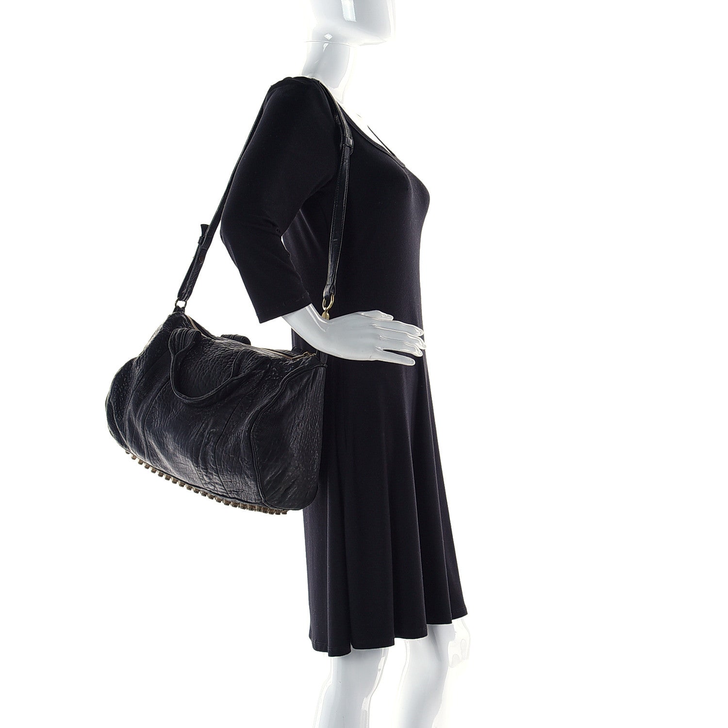 Alexander Wang Pebbled Lambskin Rocco Black Antique Brass Hardware 2 of 9