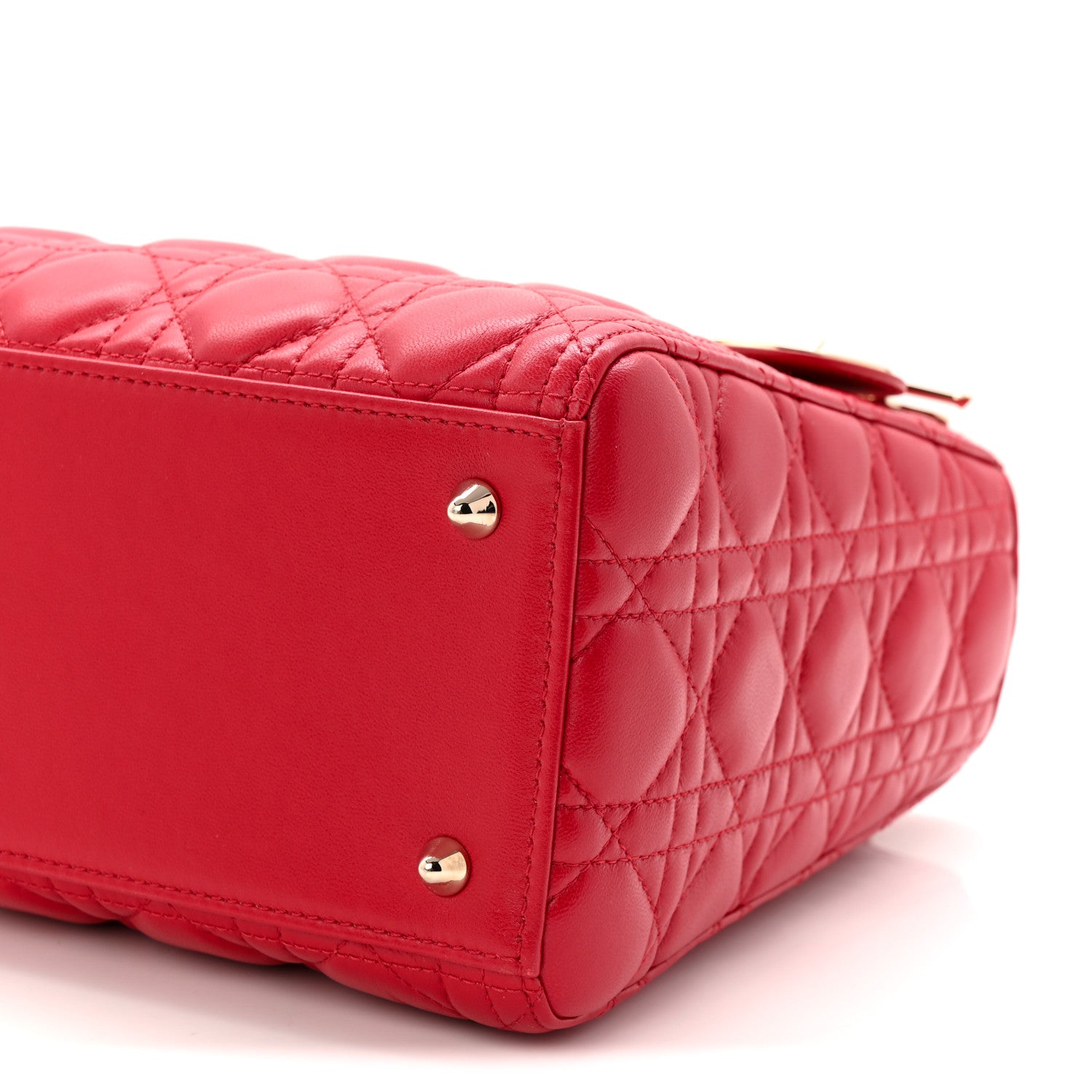 Christian Dior Lambskin Cannage Medium Lady Dior Red 10 of 10