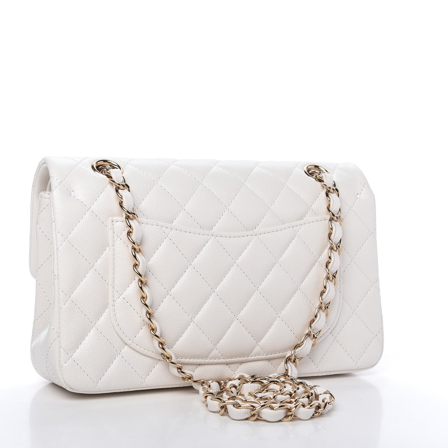 Caviar Quilted Small Double Flap White