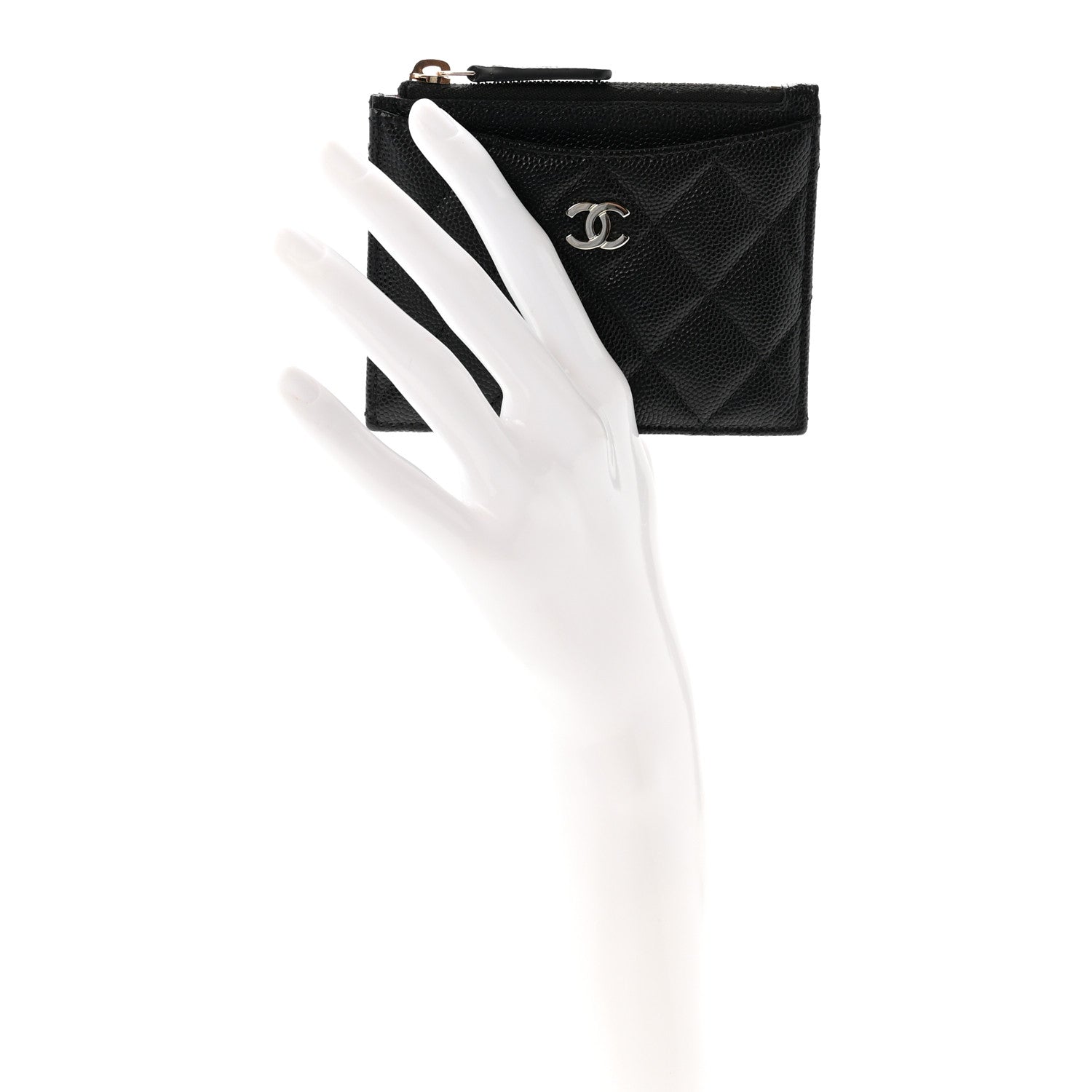 Chanel Caviar Quilted CC Zip Card Holder Black 2 of 8