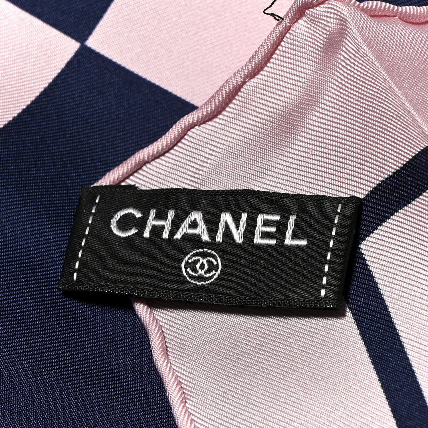 Chanel Silk CC Checkered Square Scarf 3 of 4