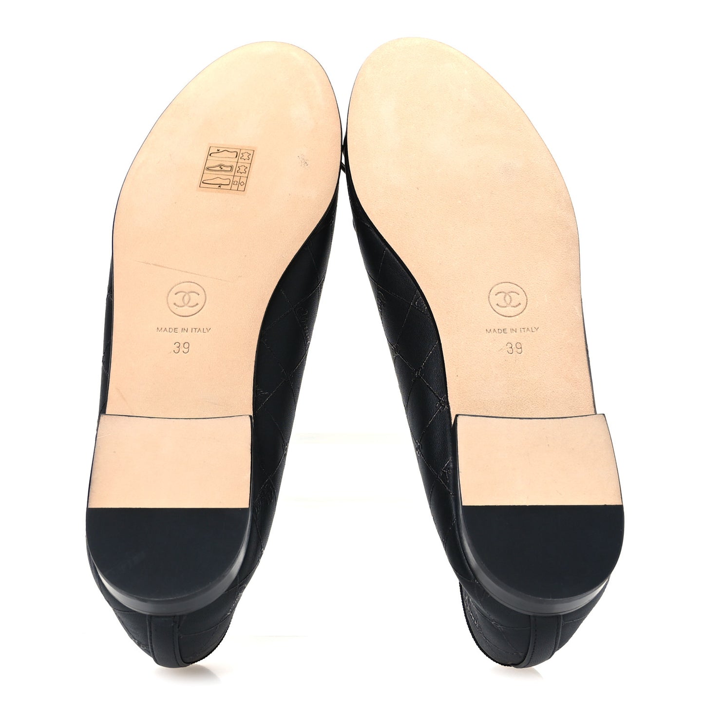 Printed Lambskin Patent Cap Toe Ballerina Flats 39 Black