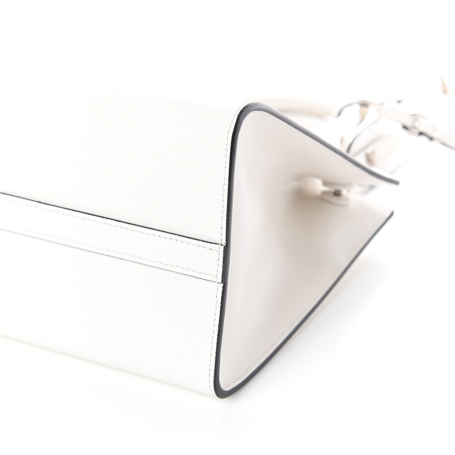Prada Saffiano Cuir Calfskin Small Monochrome Top Handle Tote White 8 of 8