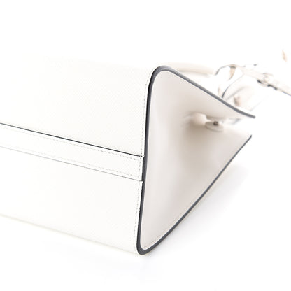 Prada Saffiano Cuir Calfskin Small Monochrome Top Handle Tote White 8 of 8
