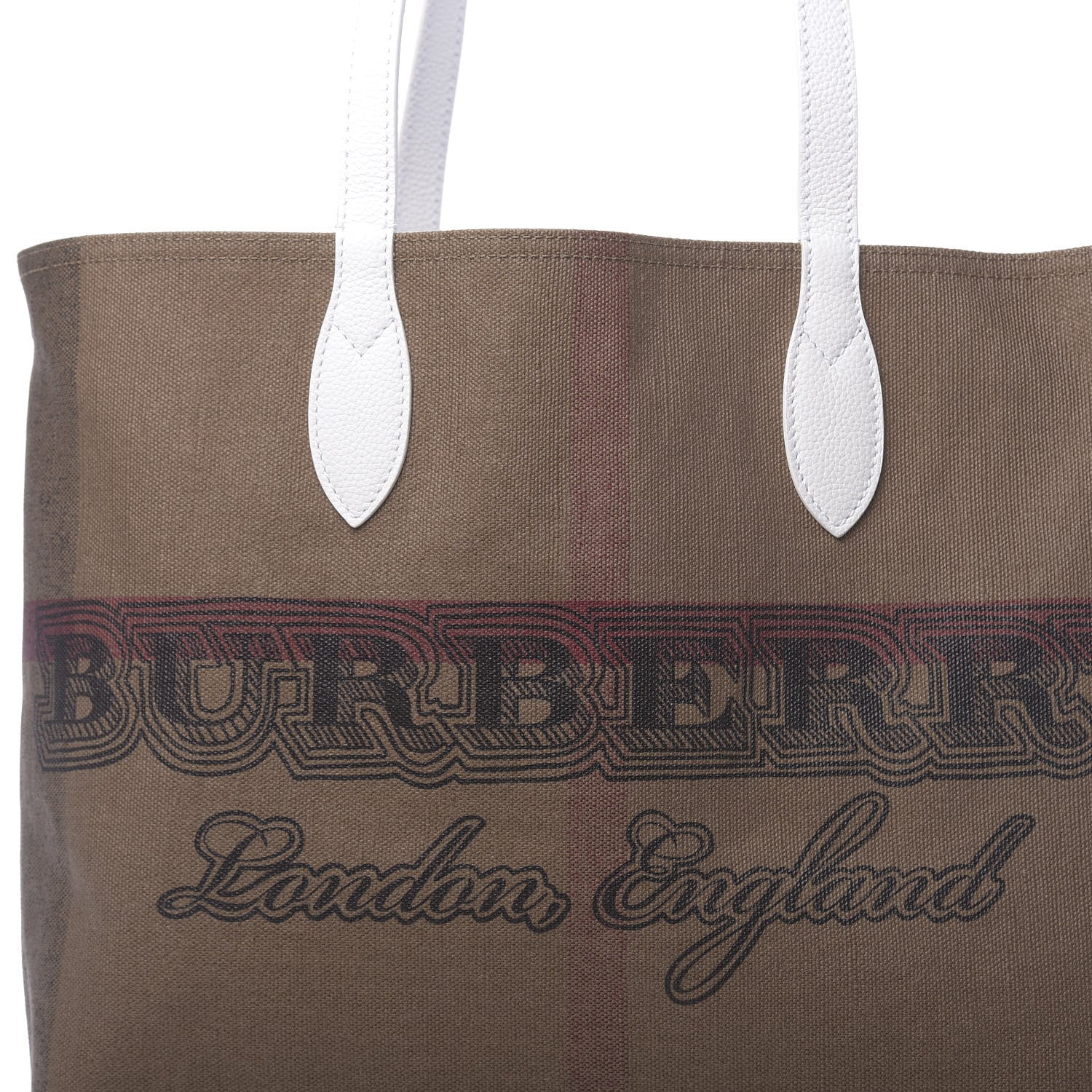 Burberry Coated Canvas Mega Check Medium Doodle Tote White 6 of 8