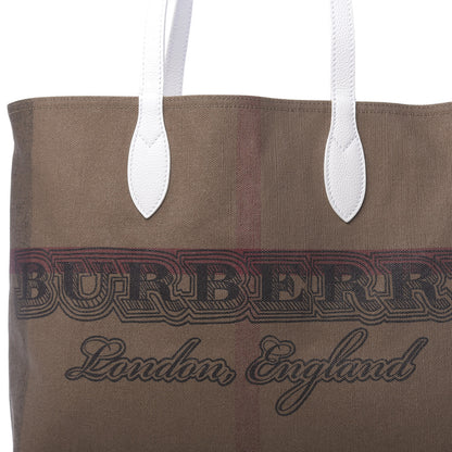 Burberry Coated Canvas Mega Check Medium Doodle Tote White 6 of 8