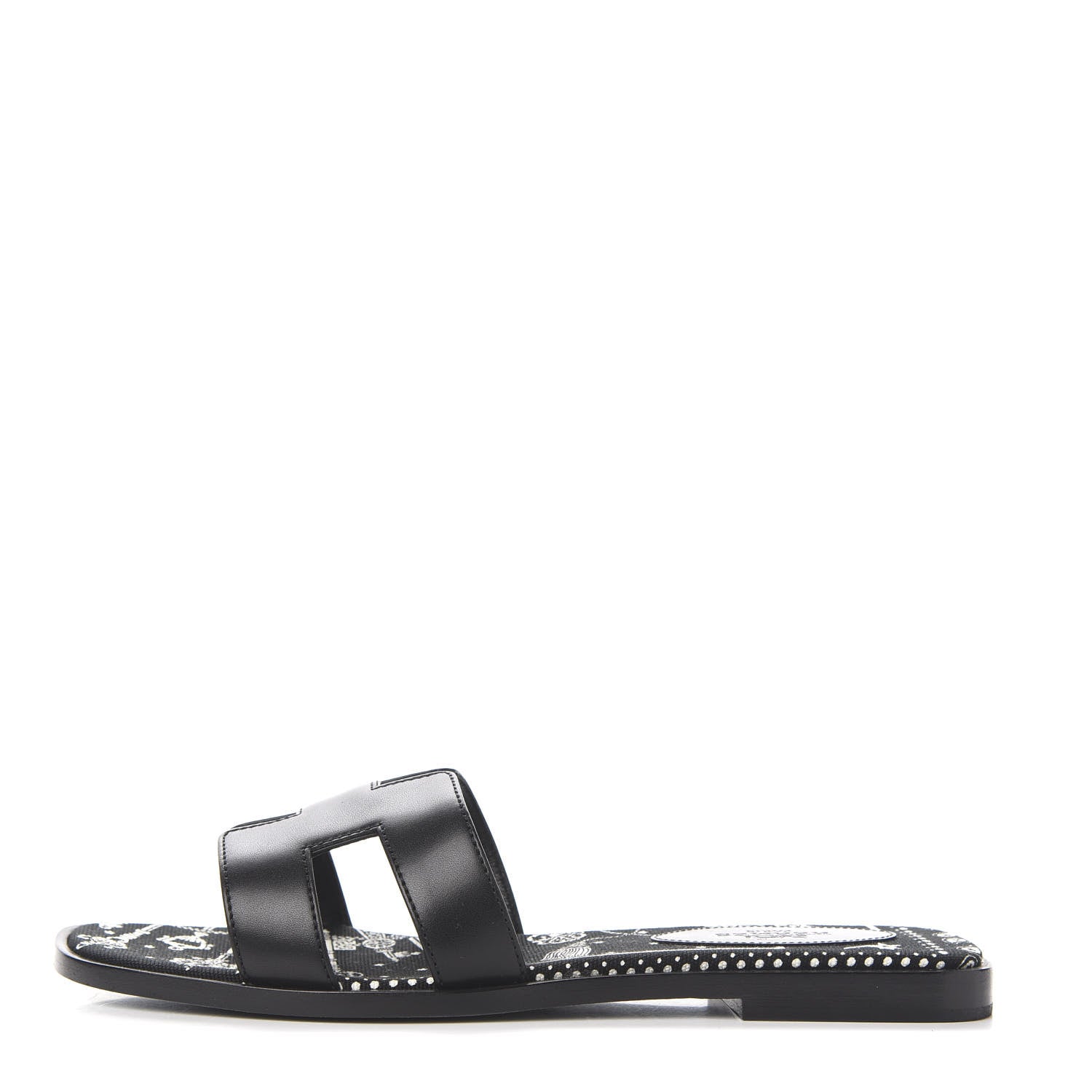 Hermes Calfskin Oran Sandals 36.5 Black 1 of 9