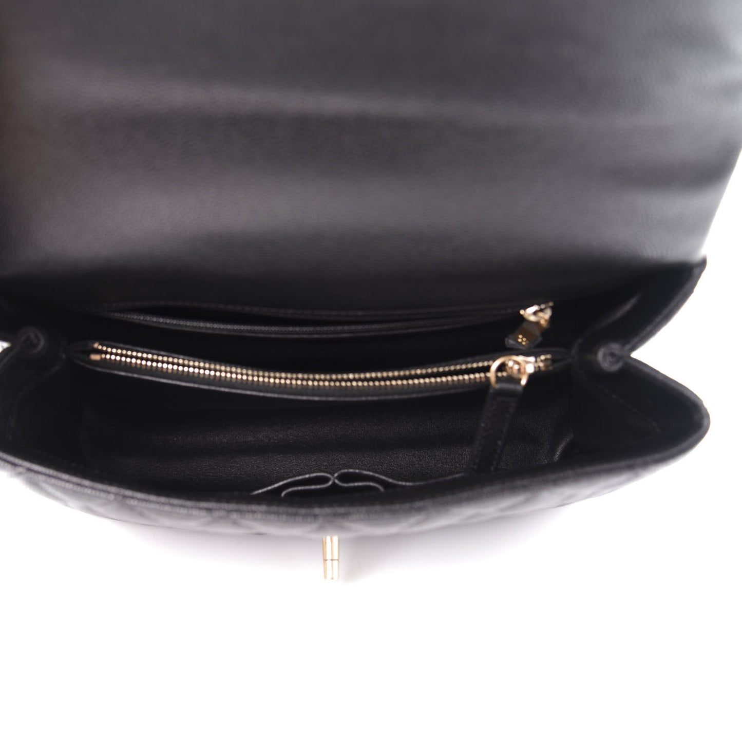 Caviar Elaphe Quilted Small Coco Handle Flap Black